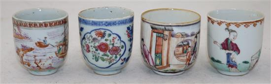 Eleven Chinese export polychrome coffee cups, 18th/19th century, largest 7cm